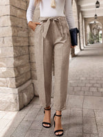 EMERY ROSE Women Front Tie-Up Pocket Minimalist Suit Pants, Casual Daily Wear